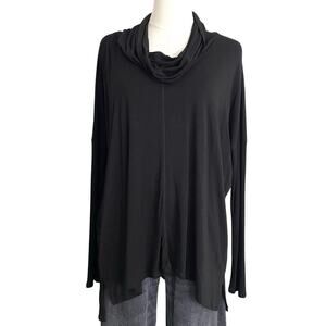 Bordeaux Black Cowl Neck Long Sleeve Top, Women’s M, Lagenlook Casual Comfort